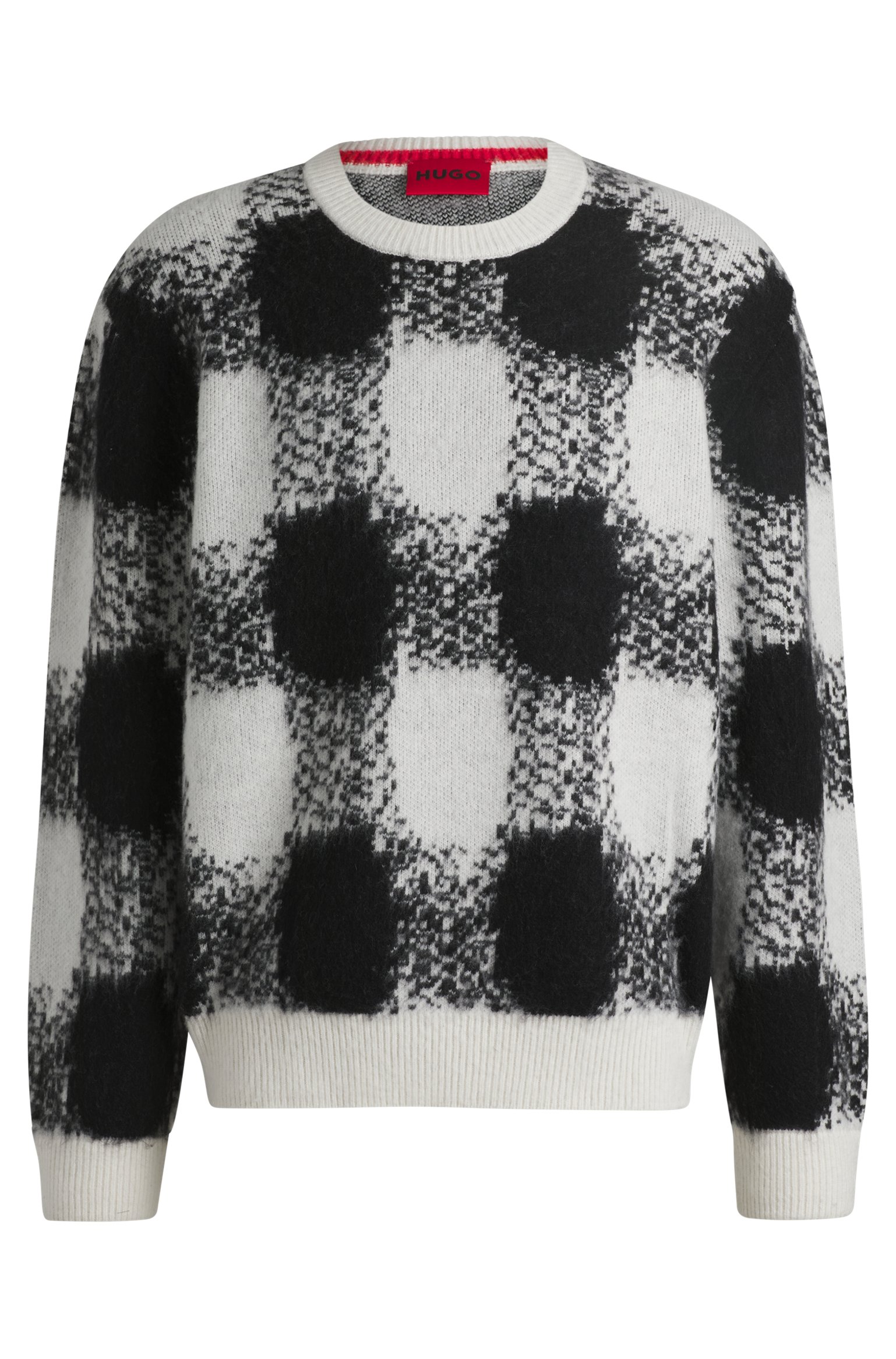 Hugo Boss Oversize-Fit Sweater with Jacquard-Knitted Check Pattern