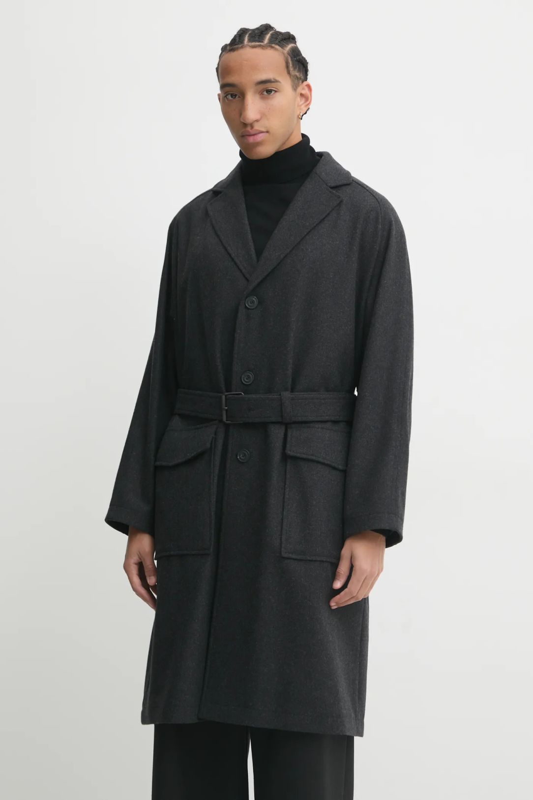 896 HUGOBOSS ロングコート ウール100% ダークグレー XL 50 Hugo Boss Wool Trench Coat GREY