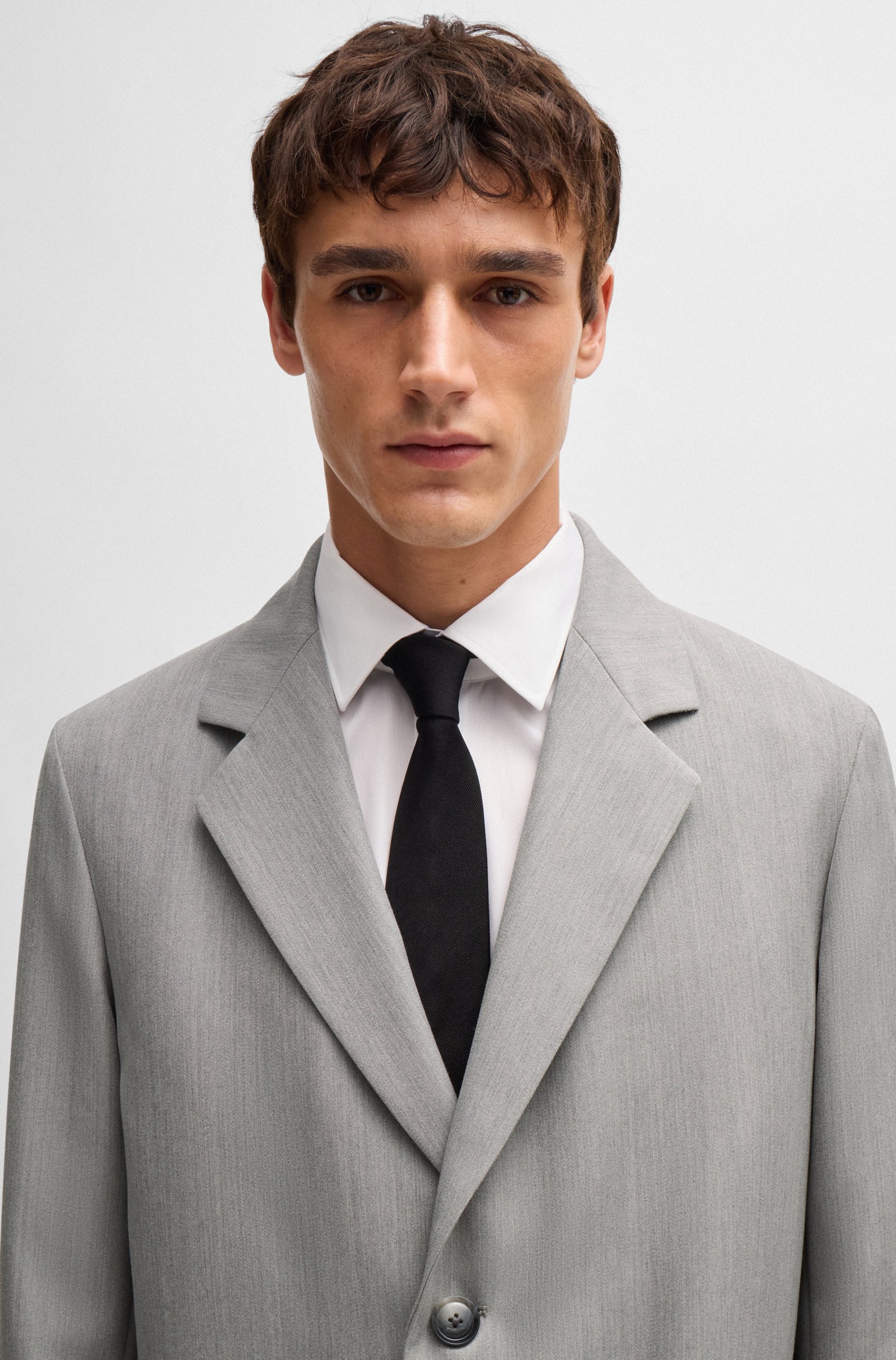 Hugo Boss Virgin wool Overcoat Silver