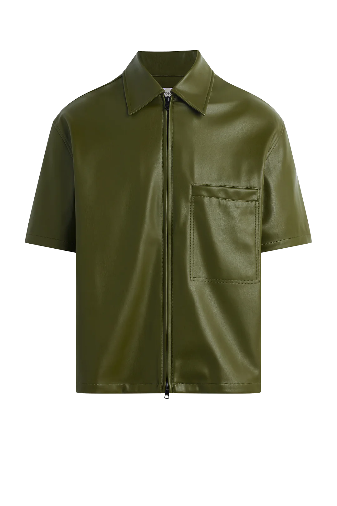 Hudson Jeans Vegan Short Sleeve Zip Shirt OLIVE