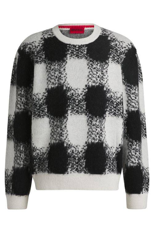 Hugo Boss Oversize-Fit Sweater with Jacquard-Knitted Check Pattern