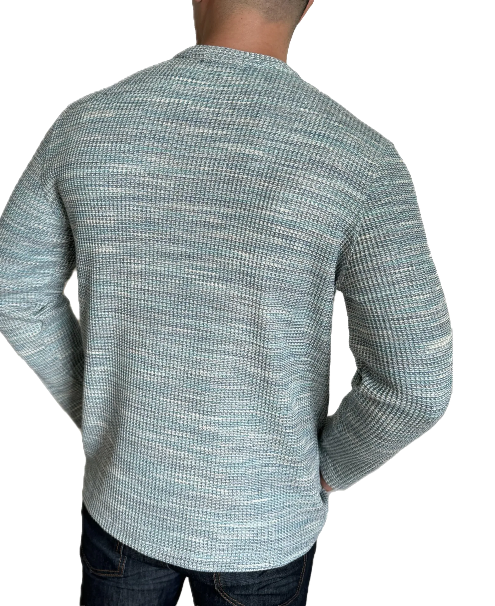 Lenor Romano The Space Dyed Waffle V-Neck Shirt Ocean
